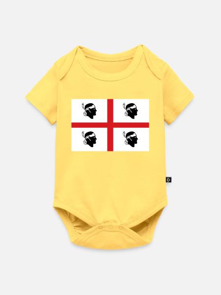Aufkleber Flagge von Sardinien Flagge Sardinien Aufkleber - Baby Premium Kurzarmbody - Pastellgelb