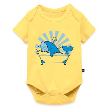 Whale in the Bathtub – Funny Ocean Design - Baby Premium short-sleeve bodysuit - sky yellow - Front