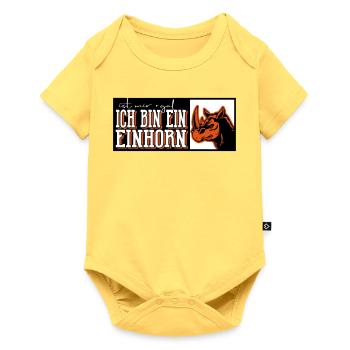 Einhorn unicorn lustig dub nas horn - Baby Premium Kurzarmbody - Pastellgelb - Vorne