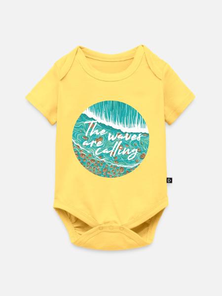 Waves Are Calling - Baby Premium Kurzarmbody - Pastellgelb