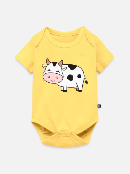 Kuh Kühe - Baby Premium Kurzarmbody - Pastellgelb