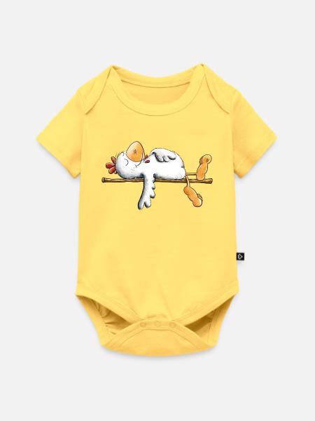 Faules Huhn I Faulenzer I Schlafen - Baby Premium Kurzarmbody - Pastellgelb