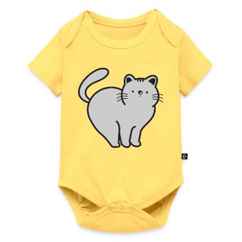 Katze Katzen - Baby Premium Kurzarmbody - Pastellgelb - Vorne