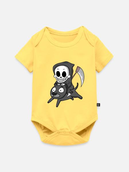 Sensenmann und Schwarzer Panther - Baby Premium Kurzarmbody - Pastellgelb