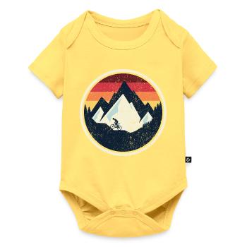 Retro Mountain Bike Sunset - Baby Premium short-sleeve bodysuit - sky yellow - Front