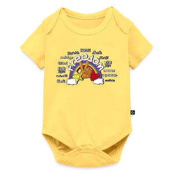 regenbogen - Baby Premium Kurzarmbody - Pastellgelb - Vorne