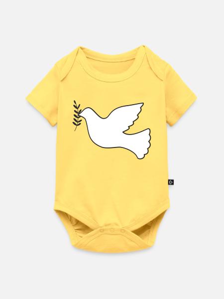 Friedenstaube mit Zweig - Baby Premium Kurzarmbody - Pastellgelb