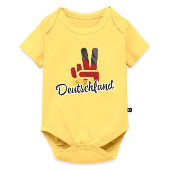 Victory Sieg Hand Deutschland - Baby Premium Kurzarmbody - Pastellgelb - Vorne