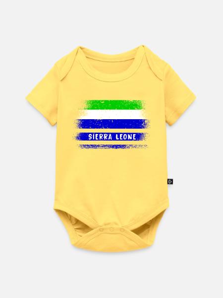Sierra Leone Flaggen Design - Baby Premium Kurzarmbody - Pastellgelb