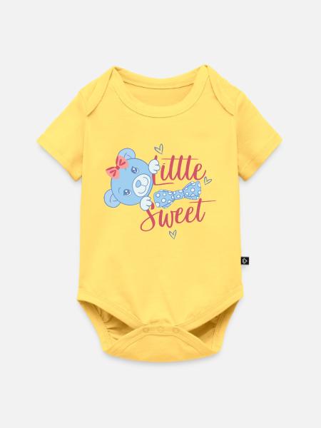 Süßer Teddybär - Baby Premium Kurzarmbody - Pastellgelb