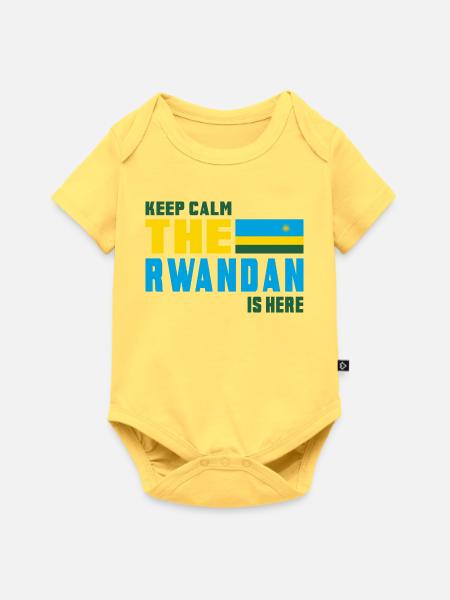 Keep Calm Ruanda Flaggen Design - Baby Premium Kurzarmbody - Pastellgelb