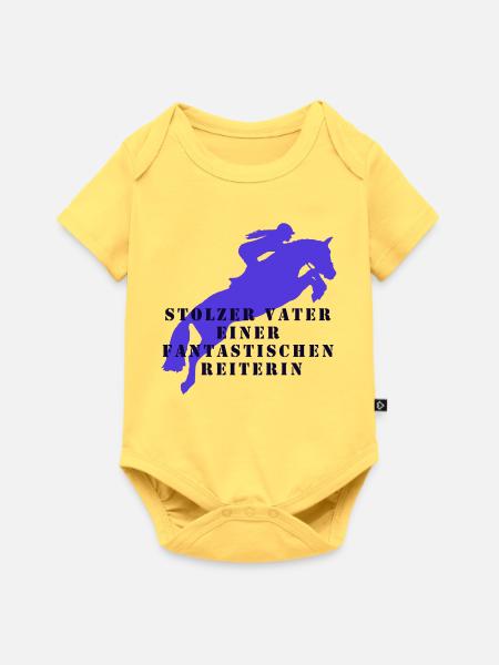 stolzer Vater einer fantastischen Reiterin - Baby Premium Kurzarmbody - Pastellgelb