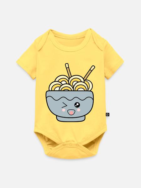 Kawaii Nudeln Ramen - Baby Premium Kurzarmbody - Pastellgelb