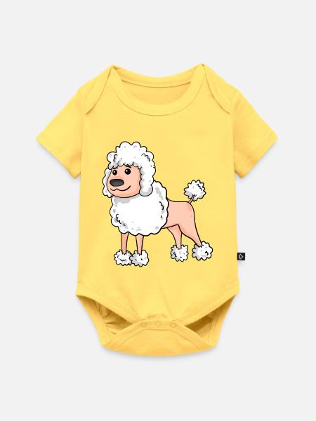 Pudel Weiß Hunderasse - Baby Premium Kurzarmbody - Pastellgelb