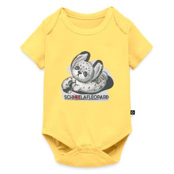 Schlafmütze Krissi, Schneeleopard - Baby Premium Kurzarmbody - Pastellgelb - Vorne