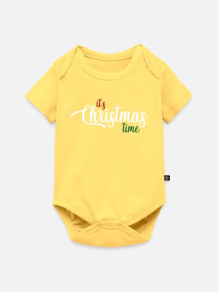 Kersttijd-Skript: Es ist Weihnachtszeit - Baby Premium Kurzarmbody - Pastellgelb