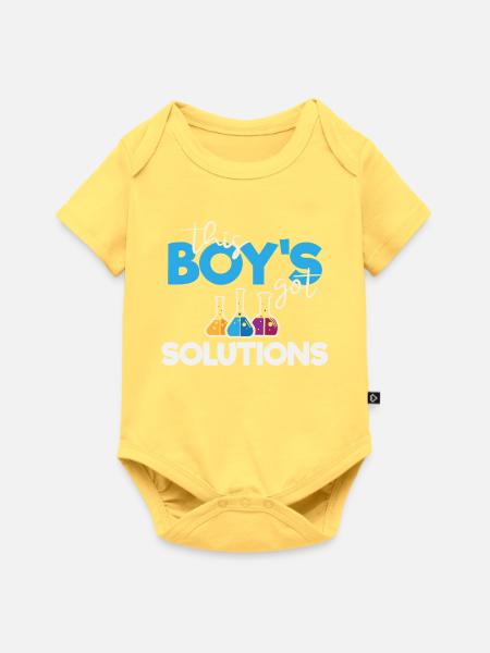 Dieser Junge hat Lösungen - Baby Premium Kurzarmbody - Pastellgelb