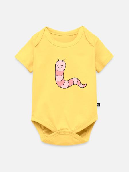 Wurm Regenwurm - Baby Premium Kurzarmbody - Pastellgelb