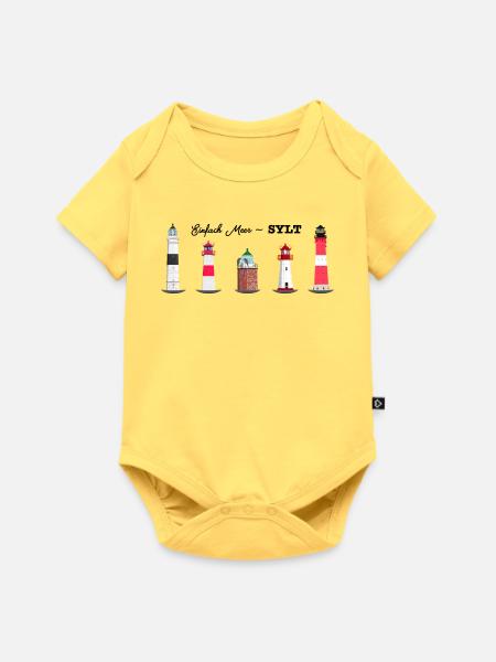 Sylt , List Ost +West, Hörnum, Kampen und Kampen - Baby Premium Kurzarmbody - Pastellgelb