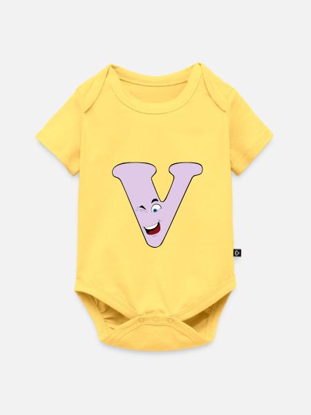 V - Baby Premium Kurzarmbody - Pastellgelb