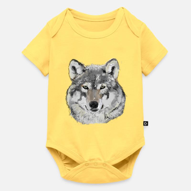 Wolf - Baby Premium Kurzarmbody - Pastellgelb