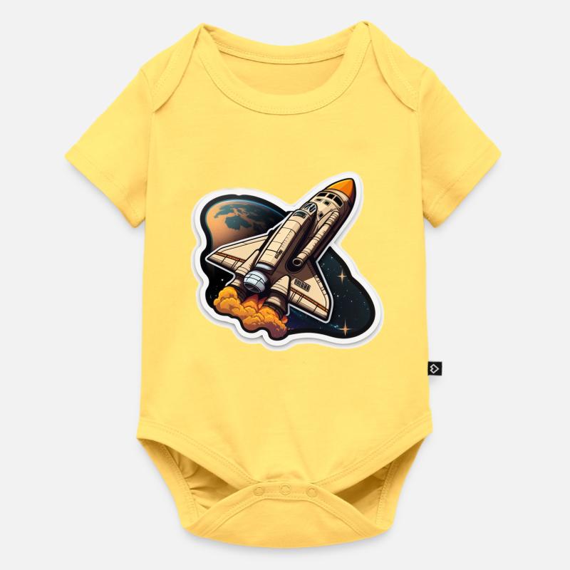 Fusée spatiale - Body à manches courtes Premium Bébé - jaune pastel