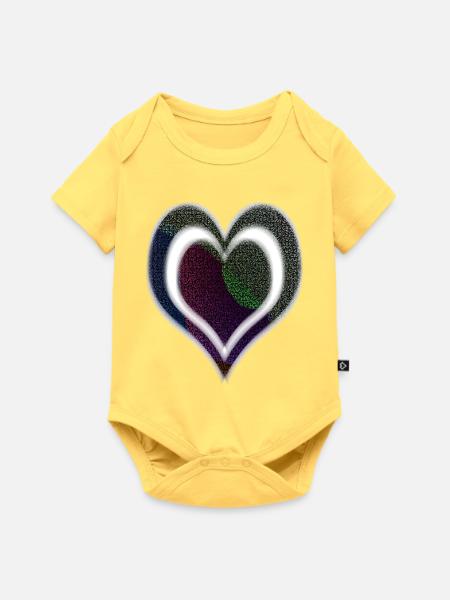Doppeltes Herz - Baby Premium Kurzarmbody - Pastellgelb