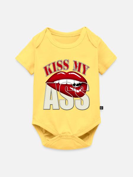 Küss meinen Arsch - Baby Premium Kurzarmbody - Pastellgelb