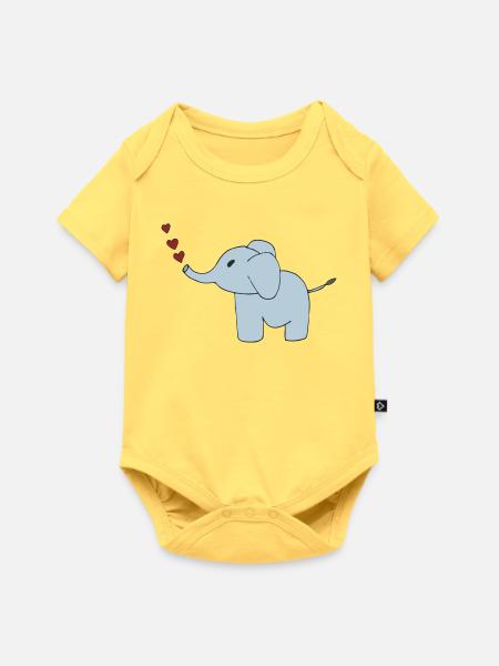 elefant herzen - Baby Premium Kurzarmbody - Pastellgelb