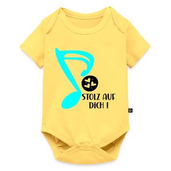 STOLZ AUF MUSIKERIN - MUSIKNOTE MUSIKINSTRUMENTE - Baby Premium Kurzarmbody - Pastellgelb - Vorne