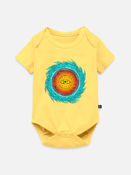 Augen-Tsunami Design - Baby Premium Kurzarmbody - Pastellgelb
