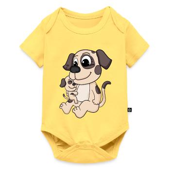 Dog family - Dog with baby - Baby Premium short-sleeve bodysuit - sky yellow - Front