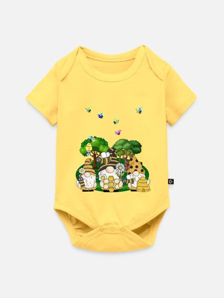 Bienenkolonie-Wabengarten - Baby Premium Kurzarmbody - Pastellgelb