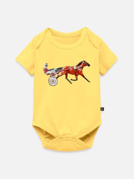 Traber Trabrennen Design - Baby Premium Kurzarmbody - Pastellgelb