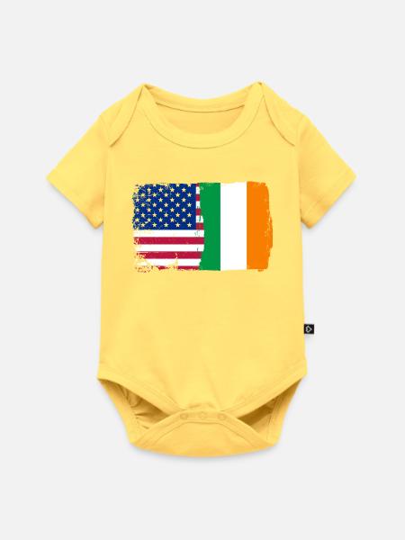 Flag Fusion: Sterne und Kleeblatt - Baby Premium Kurzarmbody - Pastellgelb