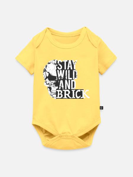 Stay Wild Skull Brick Design - Baby Premium Kurzarmbody - Pastellgelb