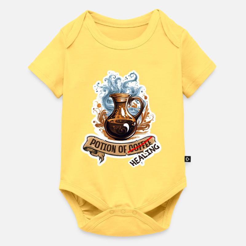 Kaffee Oder Heiltrank Fantasy RPG Shirt - Baby Premium Kurzarmbody - Pastellgelb