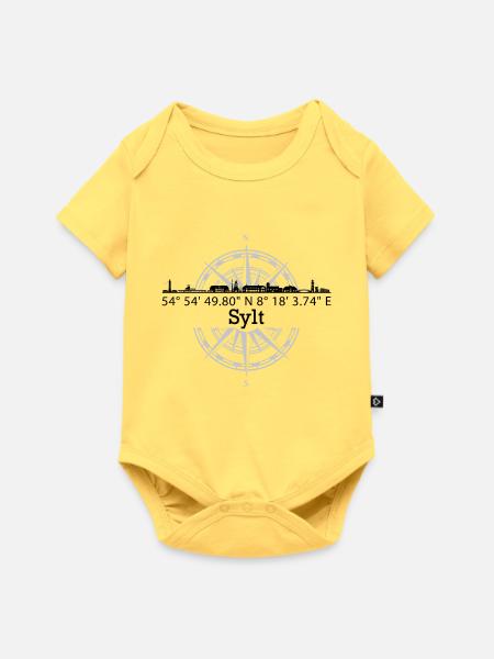 Koordinaten Sylt - Baby Premium Kurzarmbody - Pastellgelb