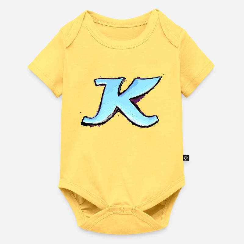 Buchstabe K - Baby Premium Kurzarmbody - Pastellgelb
