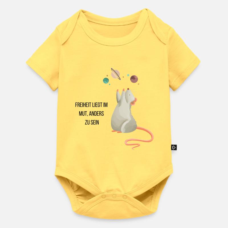 Souris de l’espace - Body à manches courtes Premium Bébé - jaune pastel
