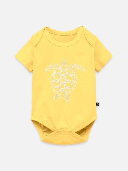Turtle white2 - Baby Premium Kurzarmbody - Pastellgelb