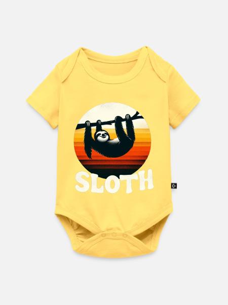 Sloth am Sonnenuntergang - Baby Premium Kurzarmbody - Pastellgelb