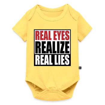 réaliser de vrais yeux reall mensonges | Couleurs modifiables - Body à manches courtes Premium Bébé - jaune pastel - Devant