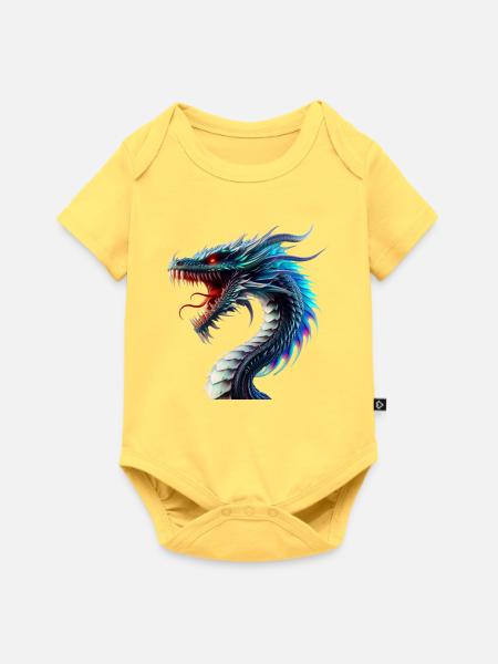 Drache (02) - Baby Premium Kurzarmbody - Pastellgelb
