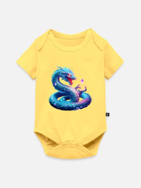 Drache (03) - Baby Premium Kurzarmbody - Pastellgelb