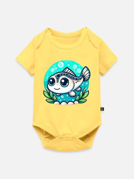 Lachsi - Baby Premium Kurzarmbody - Pastellgelb