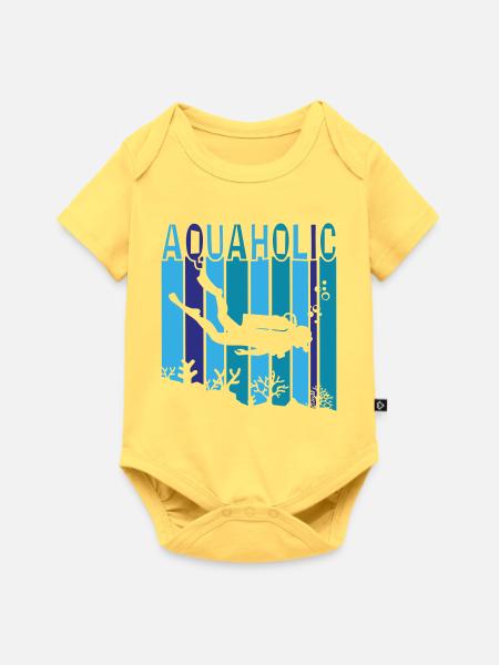 Aquaholic - Baby Premium Kurzarmbody - Pastellgelb