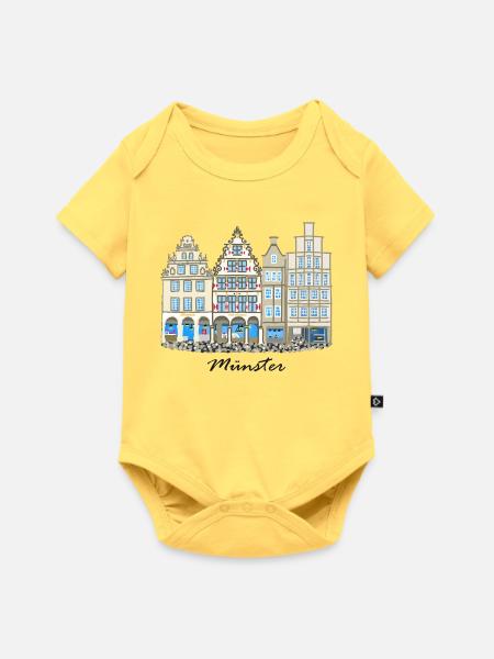Münster Prinzipalmarkt, Häuserzeile, Deutschland - Baby Premium Kurzarmbody - Pastellgelb