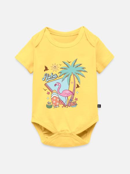 Aloha Sommer - Baby Premium Kurzarmbody - Pastellgelb