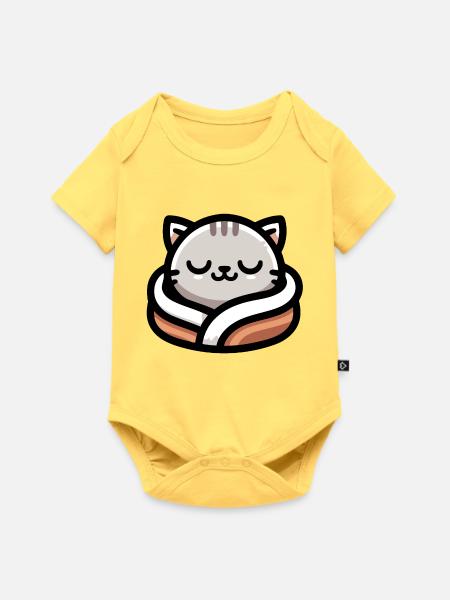 Schlummerpfoten: Der verträumte Tabby - Baby Premium Kurzarmbody - Pastellgelb